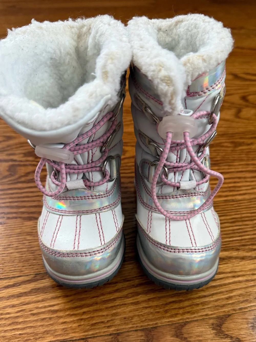 Totes Ernie Iridescent Holographic Toddler Snow Boots Size 6